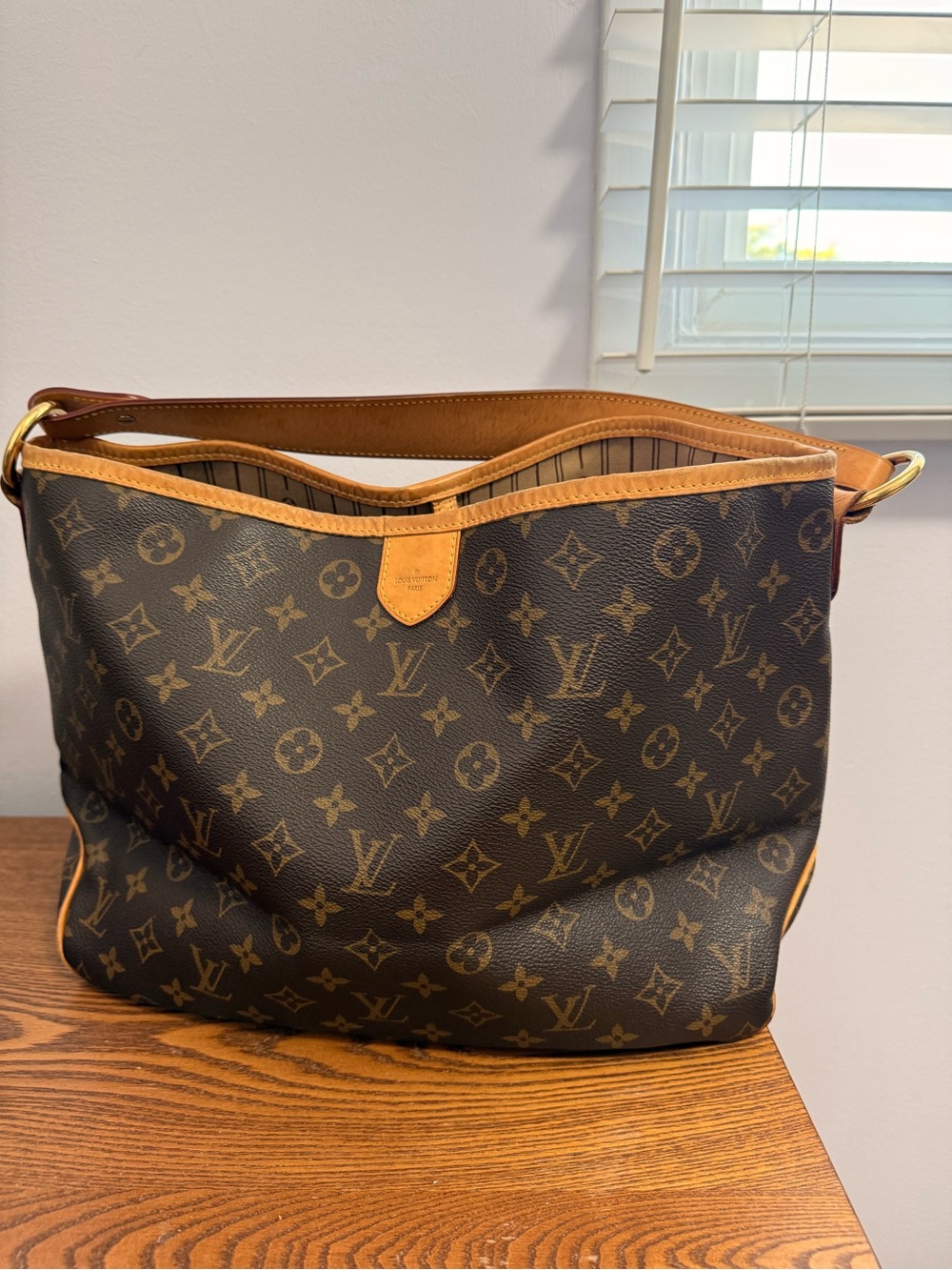 Louis Vuitton Monogram Canvas Shoulder Bag in Brown and Natural Vachetta